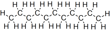 Skeletal formula of undecane with all implicit carbons shown, and all explicit hydrogens added