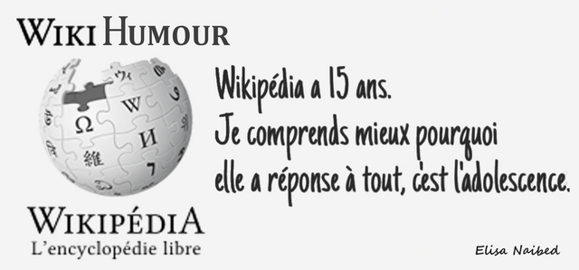 WP Humour: « Wikipedia is 15 years old! I understand why she has an answer for everything: it's adolescence! »