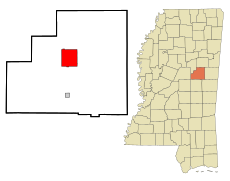 Winston County Mississippi Incorporated and Unincorporated areas Louisville Highlighted.svg