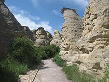 Aisinai'pi, a location of significant cultural and religious importance to the Blackfoot people, was designated in 2006. Writing-on-Stone Provincial Park, Alberta.jpg