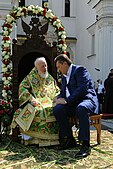Viktor Janukovitsj og Volodymyr Sabodan, overhodet for Moskva-patriarkatets ukrainsk-ortodokse kirke, 2011