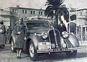 Yvonne Simon, winner of the 1939 Rallye Paris - Saint-Raphaël Féminin 1939, in a Hotchkiss GS.