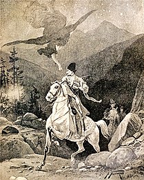 «Il Demone provoca la morte del promesso sposo di Tamara», illustrazione di V. A. Poljakov