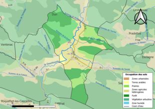 Carte en couleurs présentant l'occupation des sols.