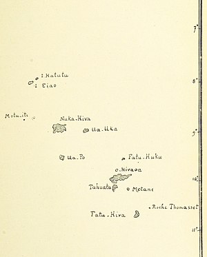 Mapa de Fatu Hiva y las islas cercanas de 1891