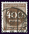 Inflation 400 Mark, issue April 1923, cancelled at BERLIN S on 25-8-1923. Mi271.