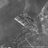 1956年1月30日撮影の福岡市沖浜町、石城町及び築港本町の航空写真