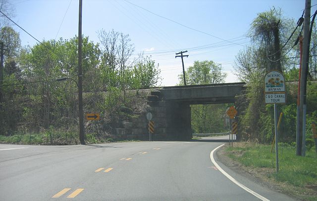 Intersection of MD 28 and Mt. Ephraim Road next to the underpass of CSX's Metropolitan Subdivision in Dickerson