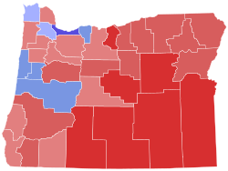 2010 Oregon gubernur hasil pemilihan peta oleh county.svg