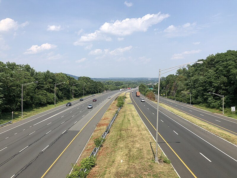 File:2021-07-06 15 21 17 View east along Interstate 78 (Phillipsburg-Newark Expressway) from the overpass for Union County Route 636 (Shunpike Road) in Springfield Township, Union County, New Jersey.jpg