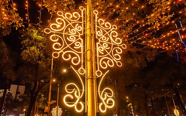 Chinese New Year LED lights at the light pole in Sec.1, Zhonghua Rd.,Taipei City