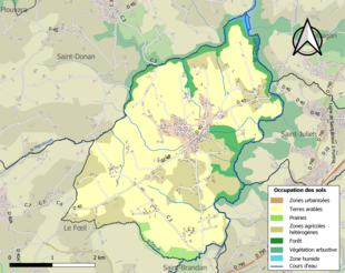 Barevná mapa znázorňující využití půdy.