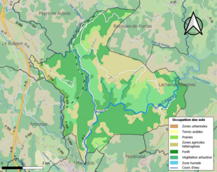 Barevná mapa znázorňující využití půdy.