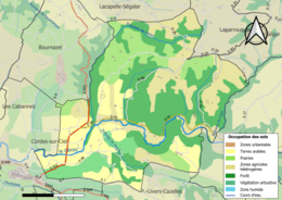 Barevná mapa znázorňující využití půdy.