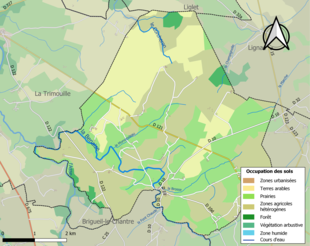 Barevná mapa znázorňující využití půdy.