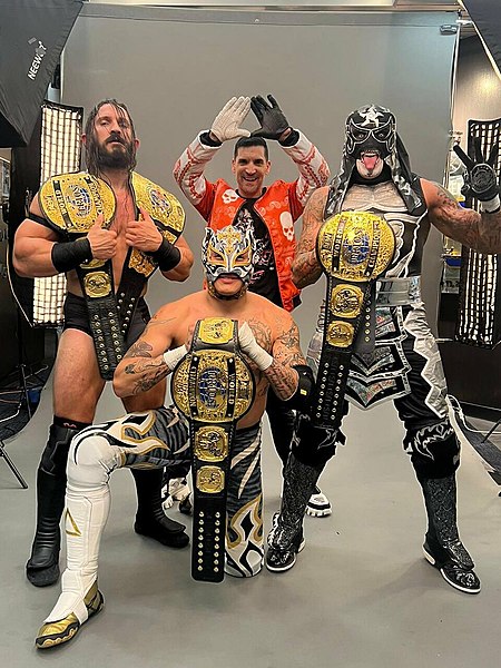 Penta El Zero Miedo as part of Death Triangle, the holders of the AEW World Trios Championship in 2023