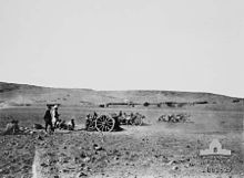In action at Tel el Khuweilfeh, 2 November 1917 AWMB2627KhuwilfeGuns.jpg