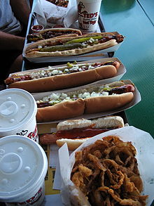 A sampling of the fare at Ted's Hot Dogs A line up of dogs.jpg