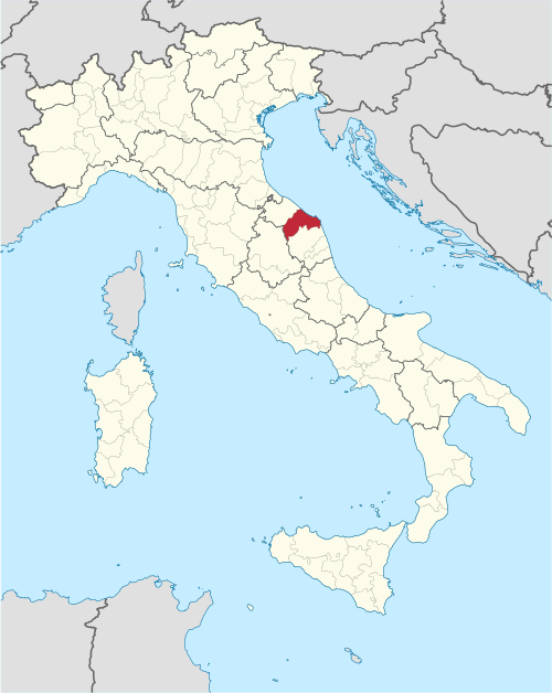 Map of Ancona within modern Italy