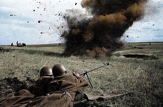 Red Army soldiers with a PTRD-41 anti-tank rifle during the Battle of Kursk