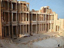 Several scenes were shot in the Roman theatre of Sabratha.