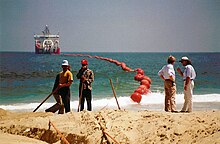 Arbeiten im Küstenbereich zum Anschluss eines Seekabels, 1996