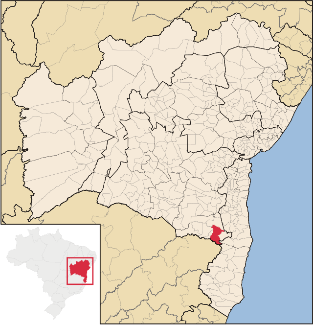 Localização de Itarantim na Bahia