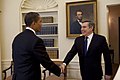 Welcomes Gordon Brown to the Oval Office 3-3-09