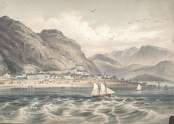 Barmouth, with Cader Idris in the background, 1865