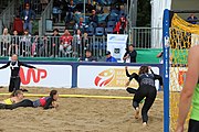 Deutsch: Beachhandball Europameisterschaften 2019 (Beach handball Euro); Tag 5: 6. Juli 2019 – Frauen, Platzierungsspiel für die Ränge 9–12, Deutschland-Polen 2:1 (22:23, 19:16, 7:6) English: Beach handball Euro; Day 5: 6 July 2019 – Placement Match/Cross Match for rank 9–12 Women – Germany-Poland 2:1 (22:23, 19:16, 7:6)