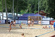 Deutsch: Beachhandball Europameisterschaften 2019 (Beach handball Euro); Tag 2: 3. Juli 2019 – Frauen, Vorrunde Gruppe D, Nordmazedonien-Ukraine 1:2 (15:26, 23:22, 6:8) English: Beach handball Euro; Day 2: 3 July 2019 – Women Preliminary Round Group D – North Macedonia-Ukraine 1:2 (15:26, 23:22, 6:8)