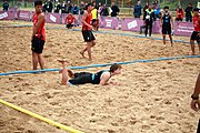 Deutsch: Beachhandball bei den Olympischen Jugendspielen 2018; Tag 6, 12. Oktober 2018; Jungen, Platzierungssspiel Ränge 9-10 – Chinese Taipei (Taiwan)-Uruguay 2:1 English: Beach handball at the 2018 Summer Youth Olympics at 12 October 2018 – Boy's Placement Match 9-10 – Chinese Taipei (Taiwan)-Uruguay 2:1