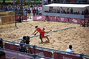 Deutsch: Beachhandball bei den Olympischen Jugendspielen 2018; Tag 4, 10. Oktober 2018; Jungs, Vorrunde, Gruppe B - Italien-Argentinien 1:2 English: Beach handball at the 2018 Summer Youth Olympics at 10 October 2018 – Boys Preliminary Round Group B‎ – Italy-Argentina 1:2