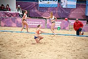 Deutsch: Beachhandball bei den Olympischen Jugendspielen 2018; Tag 5, 10. November 2018; Mädchen, Hauptrunde - Kroatien-Niederlande 1:2 English: Beach handball at the 2018 Summer Youth Olympics at 11 October 2018 – Girls Main Round – Croatia-Netherlands 1:2