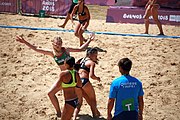 Deutsch: Beachhandball bei den Olympischen Jugendspielen 2018; Tag 4, 10. Oktober 2018; Mädchen, Vorrunde, Gruppe A - Ungarn-Chinese Taipei (Taiwan) 2:0 English: Beach handball at the 2018 Summer Youth Olympics at 10 October 2018 – Girls Preliminary Round Group A‎ – Hungary-Chinese Taipei 2:0