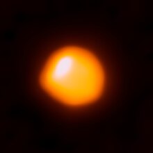 Betelgeuse as seen by ALMA. This is the first time that ALMA has observed the surface of a star and resulted in the highest-resolution image of Betelgeuse available. Betelgeuse captured by ALMA.jpg