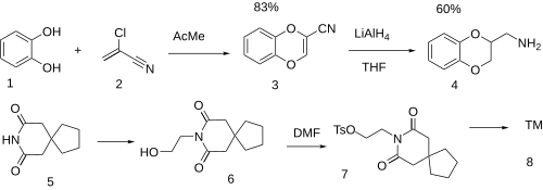 Patent (Ex 1 & Ex 9): Binospirone synthesis.svg