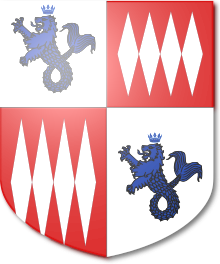 Escutcheon of the Carteret-Silvester baronets Blazon of Carterest-Silvester Baronets of Yardley (1822).svg