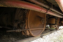 Détails d'un bogie arrière porteur.