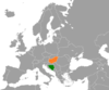 Location map for Bosnia and Herzegovina and Hungary.