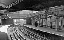 Bow Road railway station, platform level, looking eastward towards Essex (1961) Bow Road (LT) railway station 1866821 ec289c7a.jpg