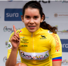 Brenda Santoyo en la primera etapa de la Vuelta a Colombia Femenina 2018.png