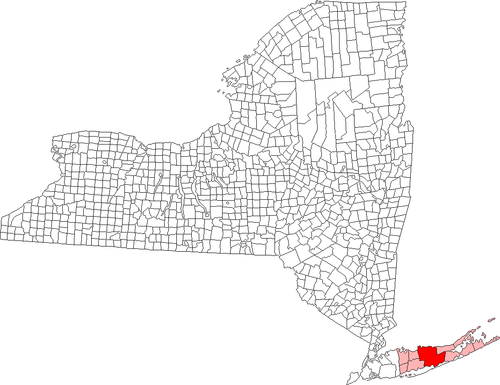 Location of Brookhaven in Suffolk County, New York