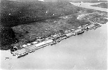 An aerial view of Port of Belawan, 1920s COLLECTIE TROPENMUSEUM Haven van Belawan Borneo TMnr 10007922.jpg