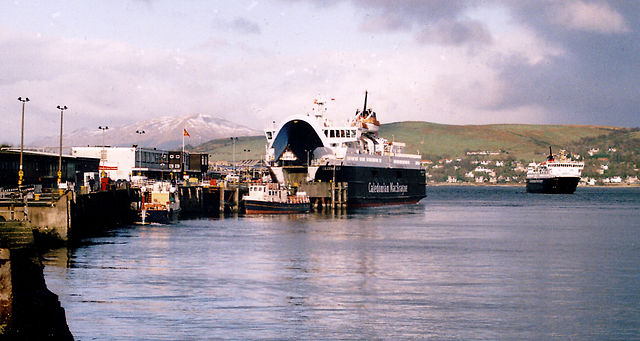 The Caledonian MacBrayne headquarters building at Gourock pierhead and a visit from MV Caledonian Isles and MV Isle of Mull