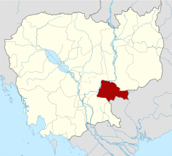 Map of Cambodia highlighting Tboung Khmum