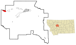 Location of Simms, Montana