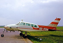 Austrian-registered Cessna 320 Skyknight at the 1966 Hanover Air Show, displaying this variant's fourth side window Cessna 320 OE-FBW HAN 07.05.66 edited-3.jpg