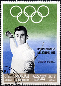 Christian d'Oriola 1968 Sharjah stamp.jpg