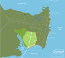 Suburb map of Clontarf, in the south-west of the Redcliffe peninsula